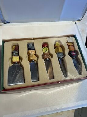 Vintage Cheese Spreaders with Multicolored Beaded Handles